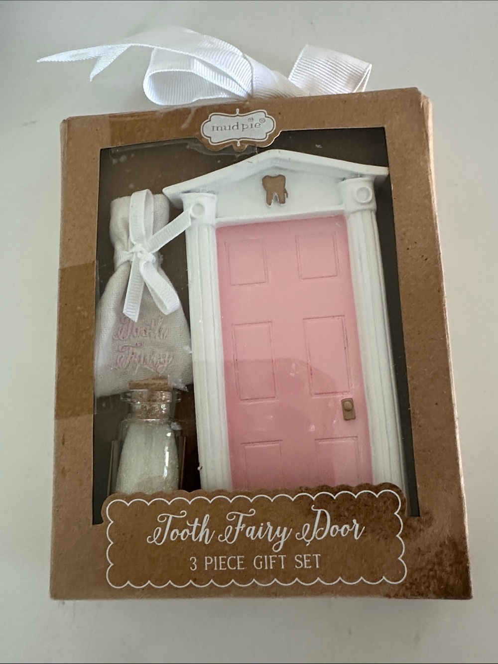 Mud Pie Pink and White Tooth Fairy Door Gift Set